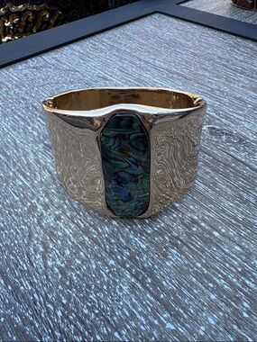 Robert Lee Morris Abalone Inlay Wide Cuff Bracelet